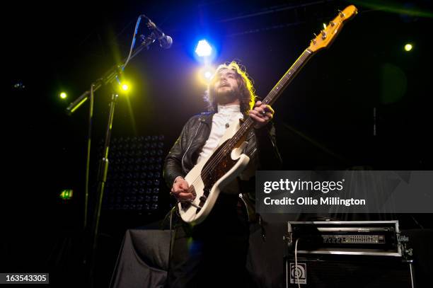 William Walter of The Family Rain perform supporting The Courteeners during a date of the band's Spring 2013 UK tour at the O2 Academy on March 11,...