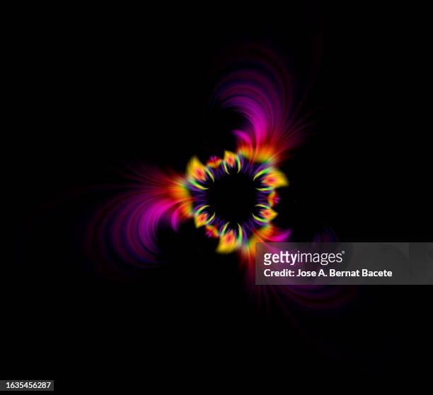 vortex with flashes of light in circular motion. on a black background. - elettrone foto e immagini stock