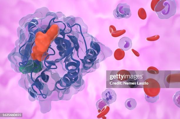 KRAS G12C mutation in non-small cell lung cancer (NSCLC) - closeup view 3d illustration
