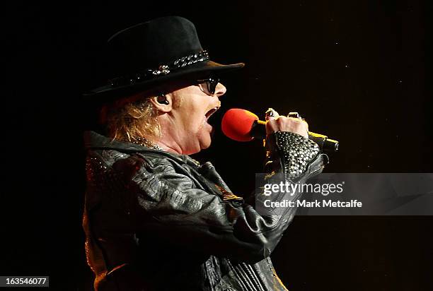 Axl Rose of Guns N' Roses performs live on stage at Allphones Arena on March 12, 2013 in Sydney, Australia.