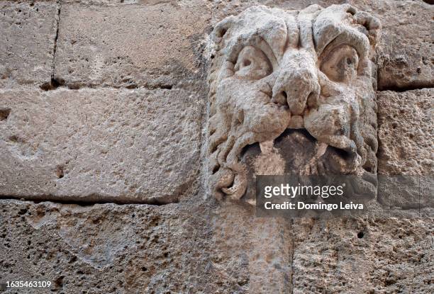 detail of the facade in the cathedral of almeria - amanecer ciudad imagens e fotografias de stock