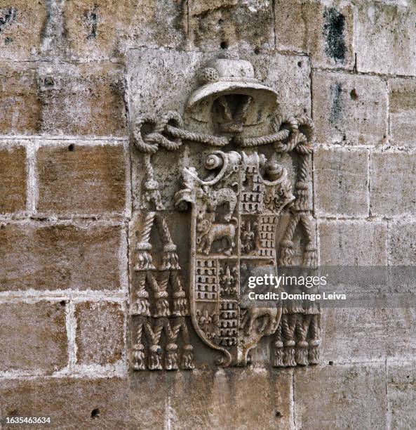 detail of the facade in the cathedral of almeria - monumento stock pictures, royalty-free photos & images