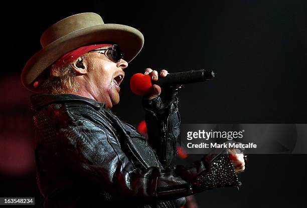 Axl Rose of Guns N' Roses performs live on stage at Allphones Arena on March 12, 2013 in Sydney, Australia.