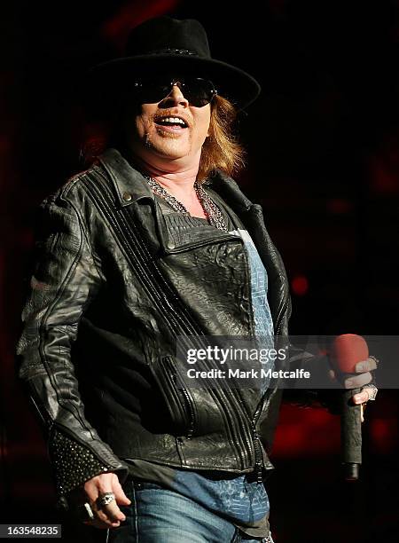 Axl Rose of Guns N' Roses performs live on stage at Allphones Arena on March 12, 2013 in Sydney, Australia.