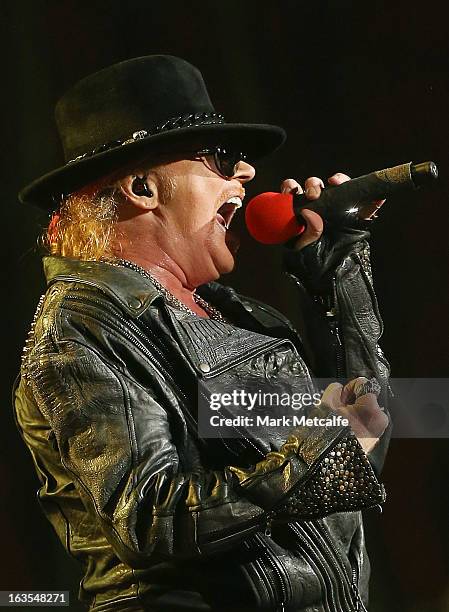 Axl Rose of Guns N' Roses performs live on stage at Allphones Arena on March 12, 2013 in Sydney, Australia.