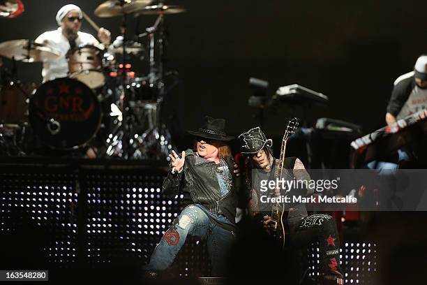 Axl Rose of Guns N' Roses performs live on stage at Allphones Arena on March 12, 2013 in Sydney, Australia.