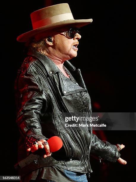 Axl Rose of Guns N' Roses performs live on stage at Allphones Arena on March 12, 2013 in Sydney, Australia.