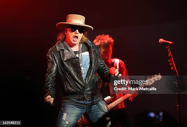 Axl Rose of Guns N' Roses performs live on stage at Allphones Arena on March 12, 2013 in Sydney, Australia.