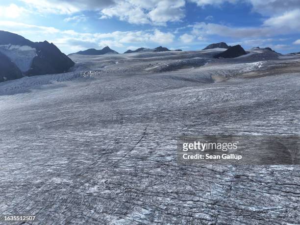 In this aerial view the plateau of the Gepatschferner glacier lies on August 23, 2023 above Kaunertal, Austria. Martin Stocker-Waldhuber, a...