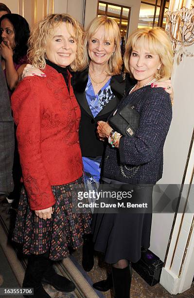 Sinead Cusack, Twiggy and Felicity Kendal arrive at the 2013 South Bank Sky Arts Awards at The Dorchester on March 12, 2013 in London, England.