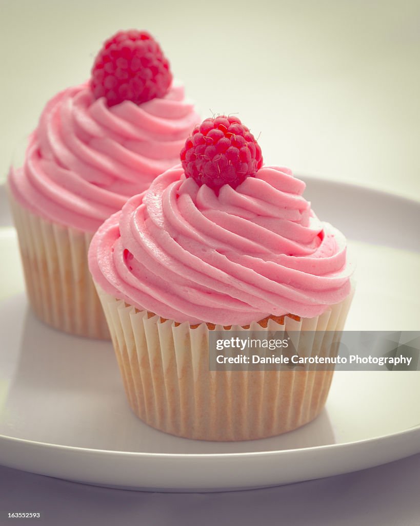 Two pink cupcakes