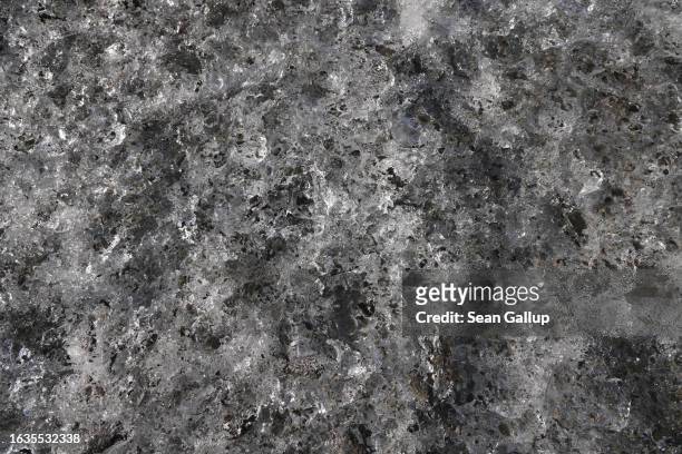 Accumulated dust left by wind and rain cover ice on the plateau of the Gepatschferner glacier on August 23, 2023 above Kaunertal, Austria. Martin...
