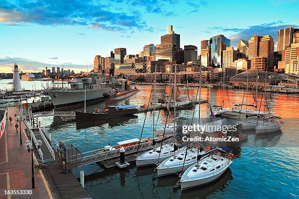 darling harbour, sydney, australia - darling harbour stock-fotos und bilder