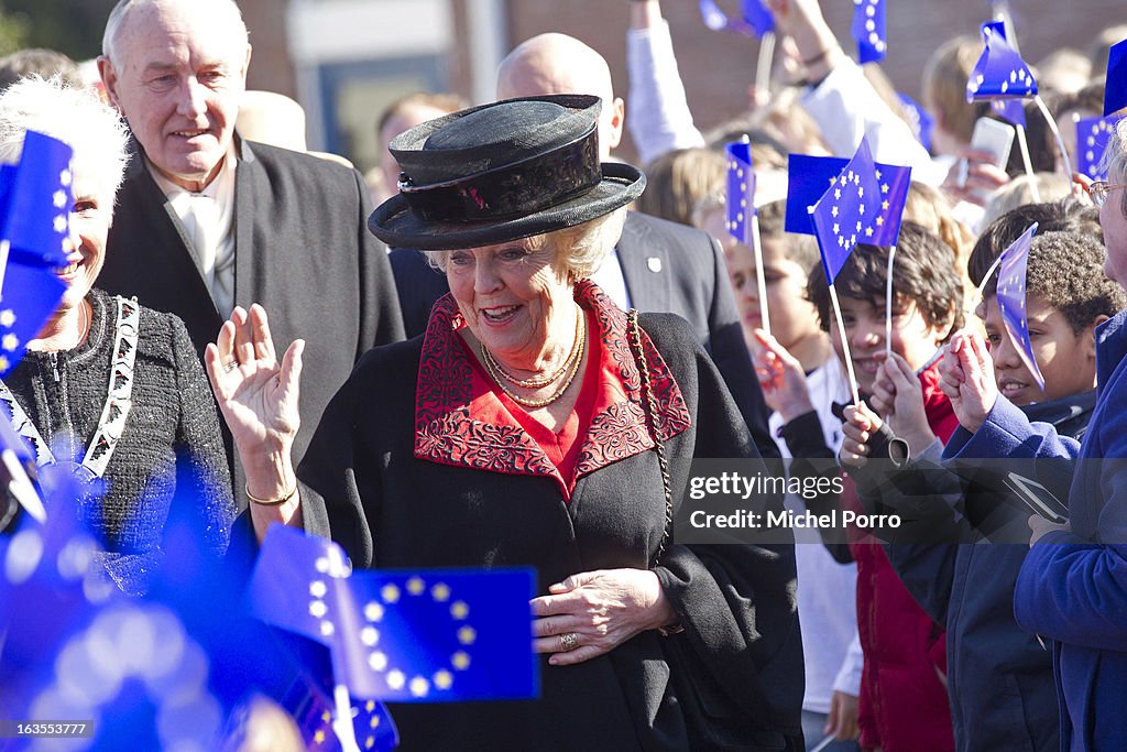 Queen Beatrix Of The Netherlands Attends The European School's 50th Anniversary
