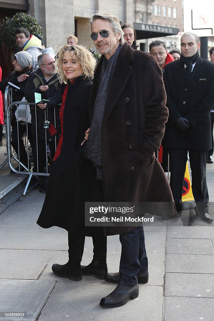 Jeremy Irons and Julie Hallam attend the TRIC Awards on March 12