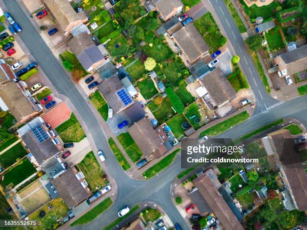 aerial view of streets and houses in southeast england, uk - sussex stock pictures, royalty-free photos & images