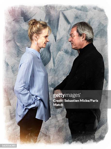 Writers Paul Auster and Siri Hustvedt are photographed for Paris Match on February 14, 2013 in New York City.