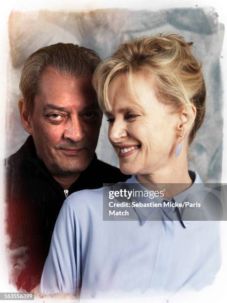 Writers Paul Auster and Siri Hustvedt are photographed for Paris Match on February 14, 2013 in New York City.