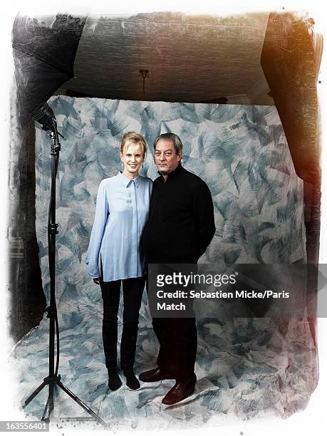 Writers Paul Auster and Siri Hustvedt are photographed for Paris Match on February 14, 2013 in New York City.