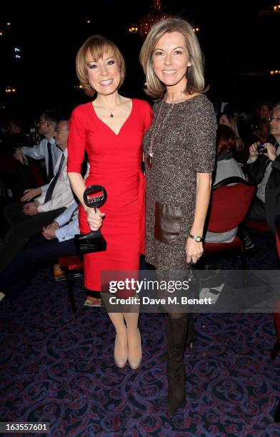 Sian Williams, co-winner of the News Presenter/Reporter award, and Mary Nightingale attend the TRIC Television and Radio Industries Club Awards at...