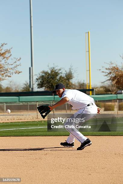 Alex Liddi of the Seattle Mariners poses during a portrait session on February 16, 2013 in Glendale, Arizona.