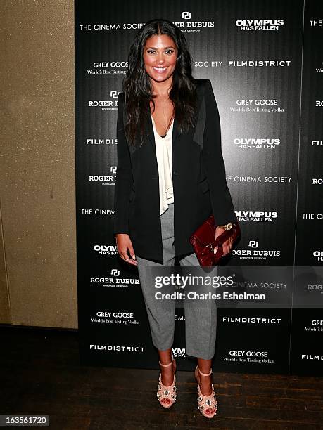 Fashion designer Rachel Roy attends The Cinema Society with Roger Dubuis and Grey Goose screening of FilmDistrict's "Olympus Has Fallen" at the...