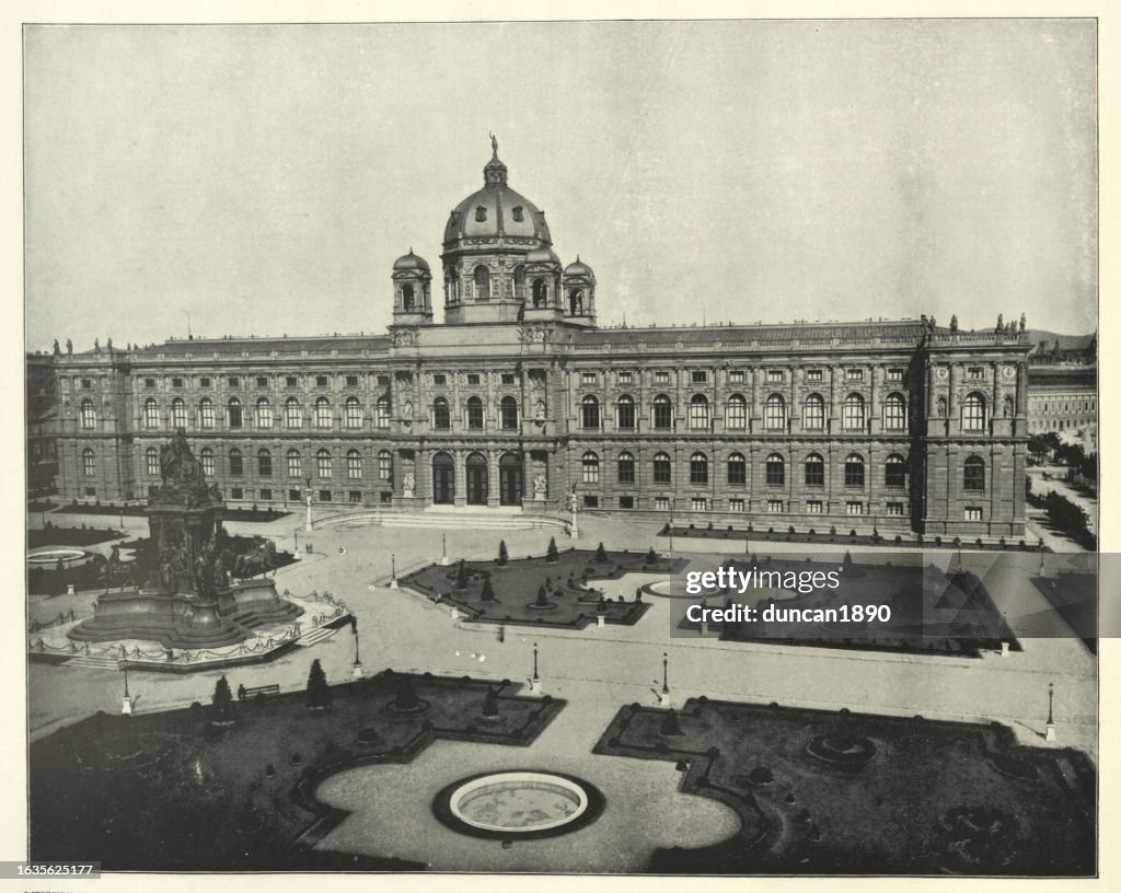 Museums and Statue of Maria Theresa, Vienna, Austria, after a Vintage photograph 19th Century