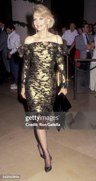Actress Constance Towers attends Society Of Singers Gala on December 3, 1990 at the Beverly Hilton Hotel in Beverly Hills, California.