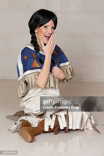 Mirja du Mont poses during the Mirja Du Mont Music Shoot at the Adlon Hotel on March 12, 2013 in Berlin, Germany.