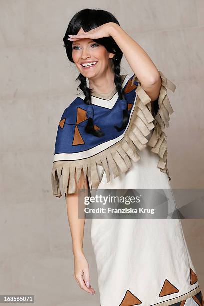 Mirja du Mont poses during the Mirja Du Mont Music Shoot at the Adlon Hotel on March 12, 2013 in Berlin, Germany.