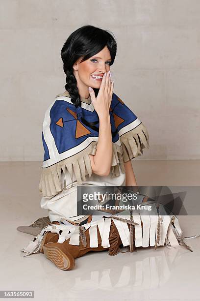 Mirja du Mont poses during the Mirja Du Mont Music Shoot at the Adlon Hotel on March 12, 2013 in Berlin, Germany.