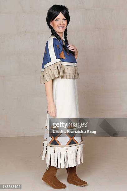 Mirja du Mont poses during the Mirja Du Mont Music Shoot at the Adlon Hotel on March 12, 2013 in Berlin, Germany.