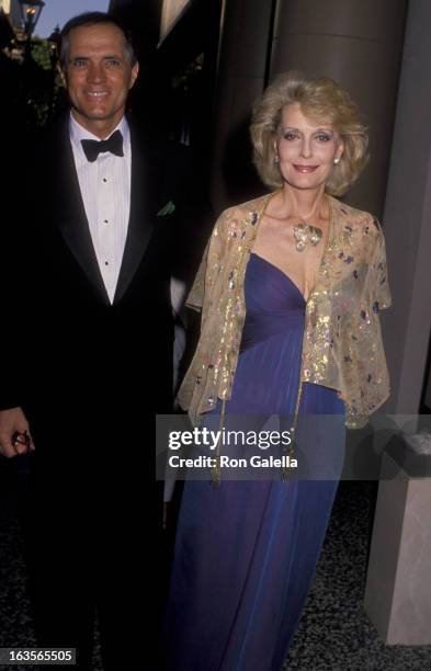 Actor John Gavin and actress Constance Towers attend Fourth Annual Ambassador's Ball for Afghanistan on May 4, 1990 at the Beverly Wilshire Hotel in...