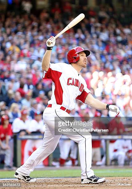 Pete Orr of Canada bats against USA during the World Baseball Classic First Round Group D game at Chase Field on March 10, 2013 in Phoenix, Arizona....