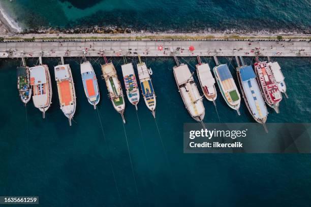 aerial view of kusadasi, aydin city, turkey - kusadasi stock pictures, royalty-free photos & images