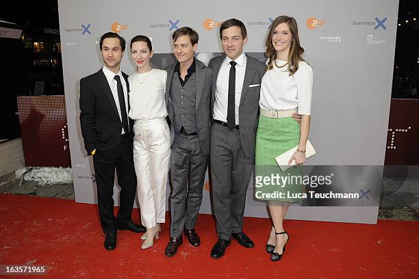 Ludwig Trepte, Katharina Schuettler, Tom Schilling, Volker Bruch and Miriam Stein attend the Premiere 'Unsere Muetter, Unsere Vaeter'at the Astor...