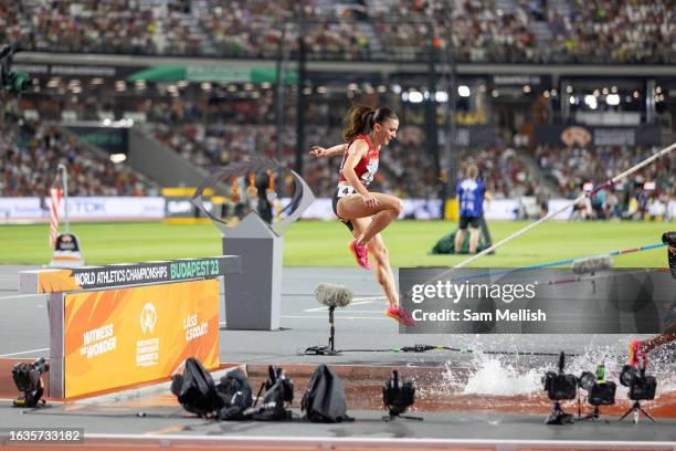 Luiza Gega of Albania in the women's 3000m Steeplechase round 1 during day five of the World Athletics Championships Budapest 2023 at National...