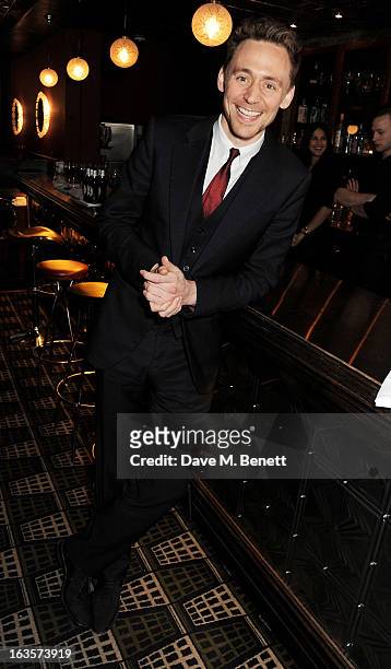 Tom Hiddleston attends an after party celebrating the press night performance of 'The Curious Incident of the Dog in the Night-Time' at Century on...