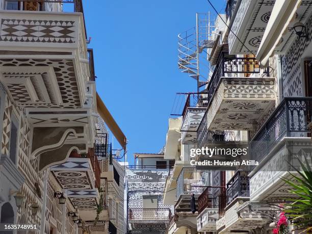 pyrgi town in chios - north aegean greece stock pictures, royalty-free photos & images