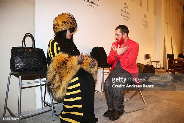 Bulent Ersoy and Designer Tanju Babacan at the "Red Beard" by Tanju Babacan show during Mercedes-Benz Fashion Week Istanbul Fall/Winter 2013/14 at...