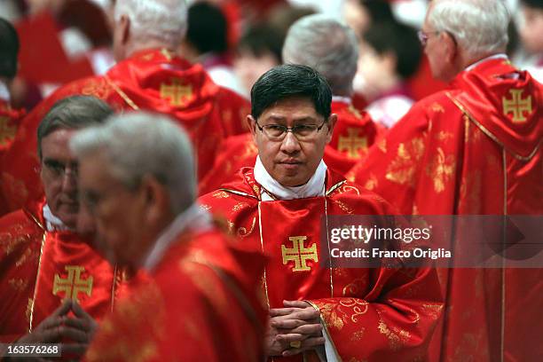 Archbisop of Manila cardinal Luis Antonio Tagle attends the Pro Eligendo Romano Pontifice Mass at St Peter's Basilica, before they enter the conclave...