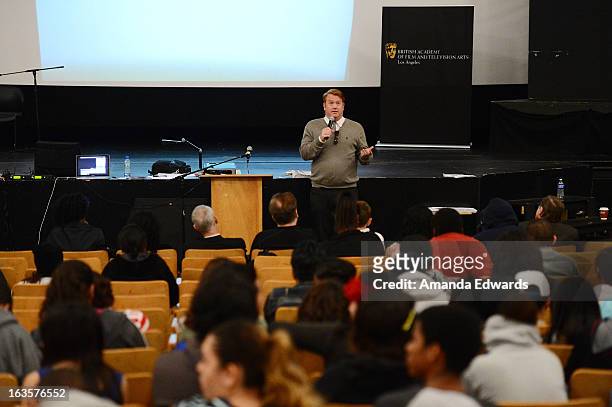 Producer Herb Ankrom speaks at the BAFTA LA Reality TV Master Class led by Rob Bagshaw at George Washington Preparatory High School on March 12, 2013...