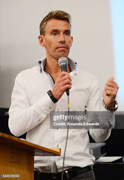 Television host David Bull speaks at the BAFTA LA Reality TV Master Class led by Rob Bagshaw at George Washington Preparatory High School on March...