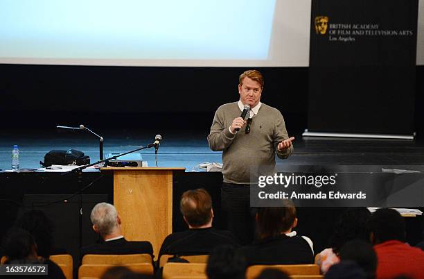 Producer Herb Ankrom speaks at the BAFTA LA Reality TV Master Class led by Rob Bagshaw at George Washington Preparatory High School on March 12, 2013...