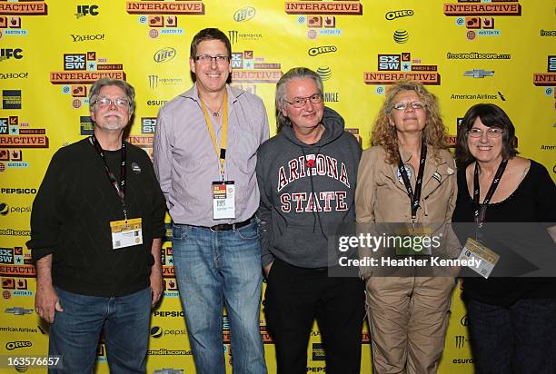 Jon Lebkowsky, Hugh Forrest, Bruce Sterling, Jasmina Tesanovika-Sterling and Marsha Lebkowsky at Bruce Sterling Closing Remarks during the 2013 SXSW...