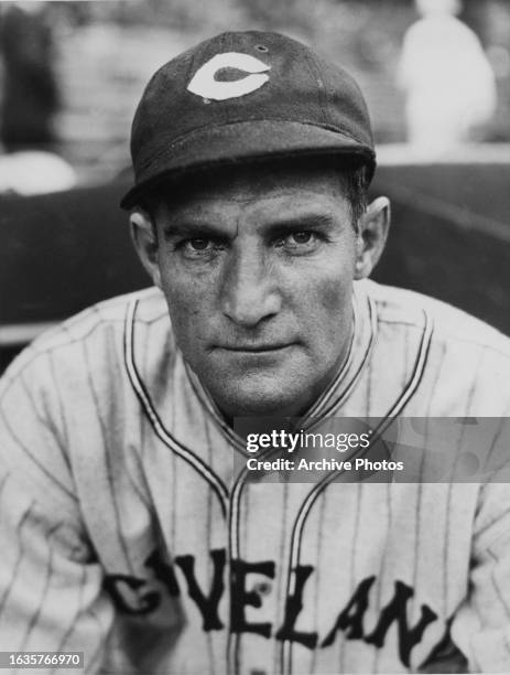Portrait of Glenn Myatt , Catcher, Pinch Hitter and Right fielder for the Cleveland Indians during the Major League Baseball American League game...