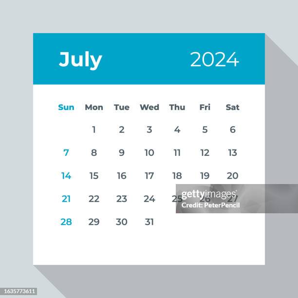 july 2024 - calendar leaf. vector illustration - post it wall stock illustrations