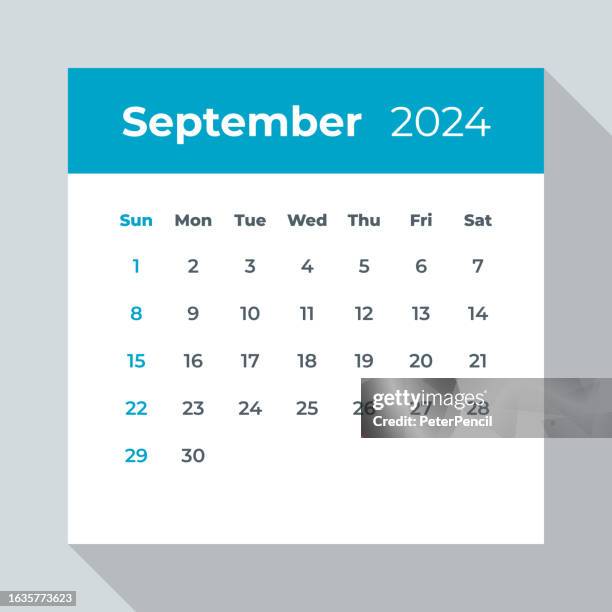 september 2024 - calendar leaf. vector illustration - post it notes wall stock illustrations