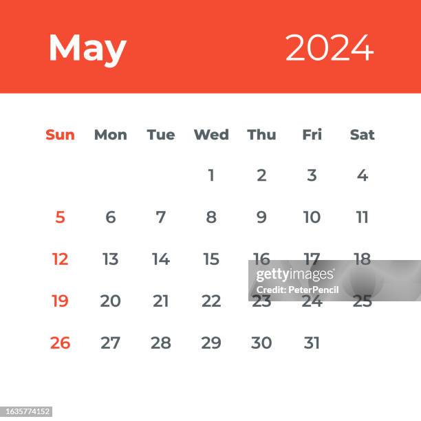 may 2024 - calendar leaf. vector illustration - post it notes wall stock illustrations