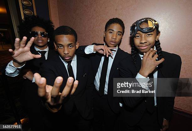 Musicians Princeton, Prodigy, Roc Royal, and Ray Ray of the music group Mindless Behavior attend the Mindless Behavior "All Around The World" New...
